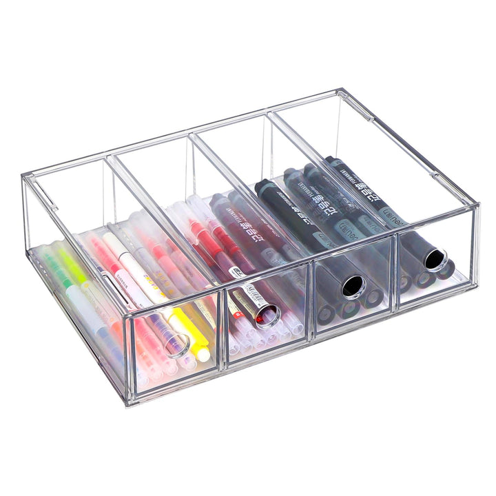 SUPAWAY Schreibtisch Organizer mit 4 Schubladen Transparenter Schubladenkasten Schubladenorganizer S