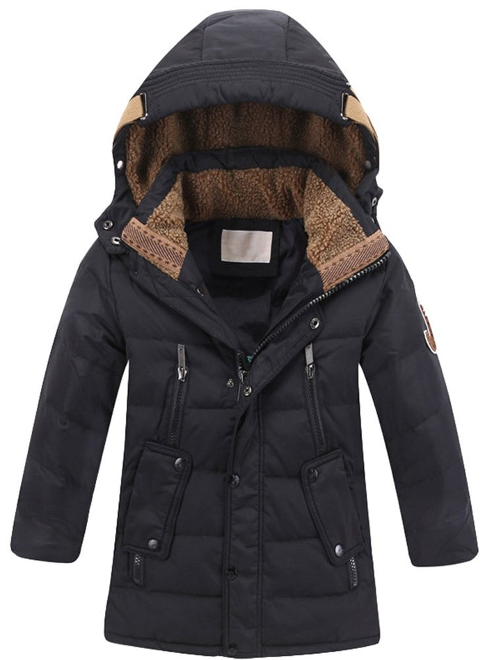 Jungen Winterjacke mit Kapuze Jacken Blouson Kinder Kapuzenparka Warm Blouson Wintermantel 120-130 S
