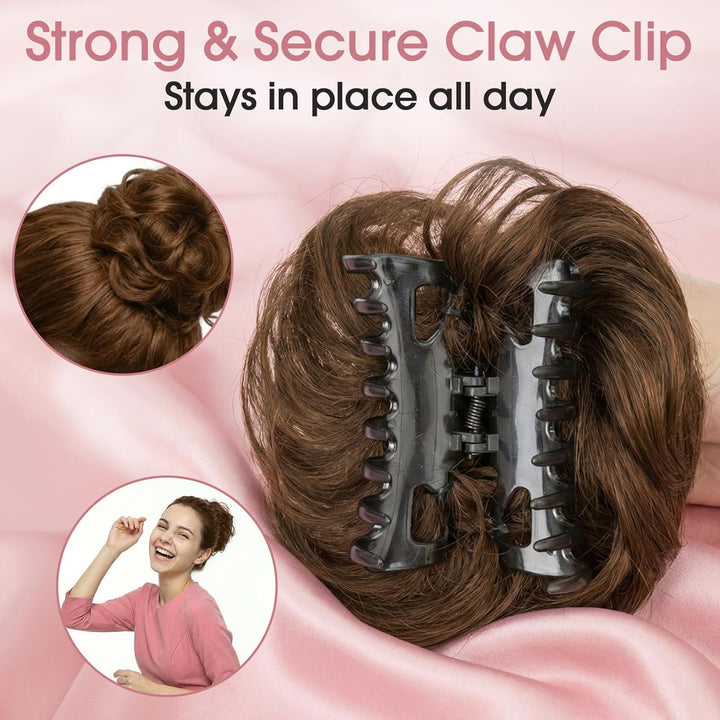 S-noilite Echthaar Messy Bun mit klammer Natürliches Haarteil für Dutt und Hochsteckfrisuren - Claw
