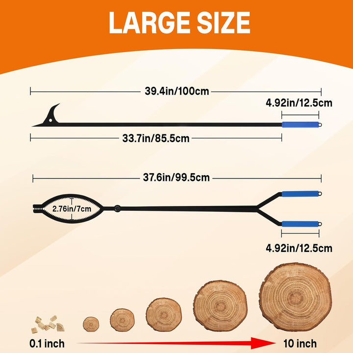 Uten Feuerhaken-Set mit 39.4"/100cm Feuerhaken & 37.6"/99.5cm Feuerzange, grosses, robustes Kaminzub