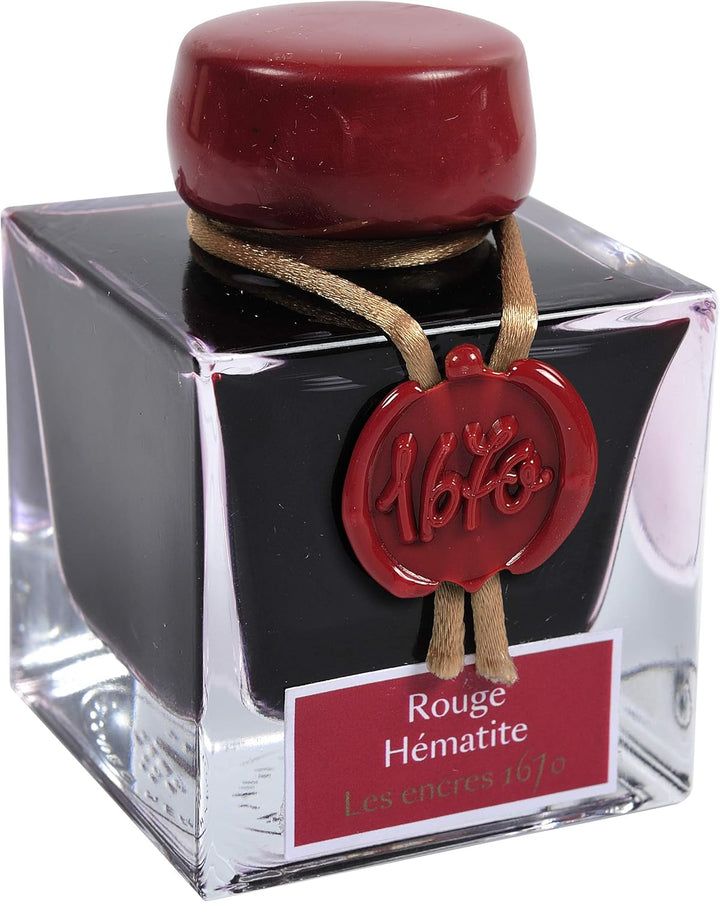 Jacques Herbin 15026JT Jubiläums- Tintenflakon 1670, 50 ml, für Federhalter, Farbintensiv, Rot Rouge