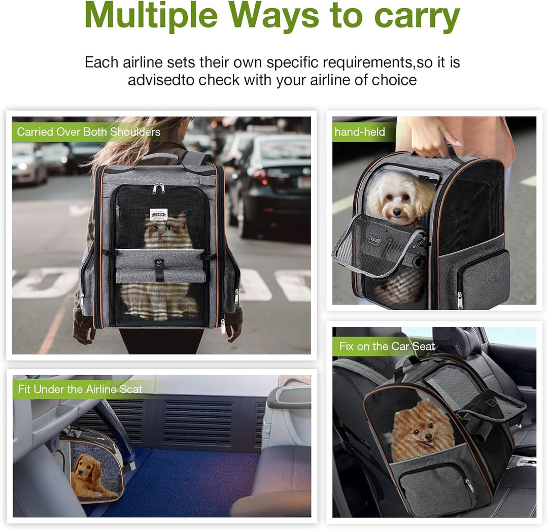 Lekespring Katzen Rucksack Hunderucksack für Grosse Katzen Hunde bis 12kg, Erweiterbar Faltbare Haus