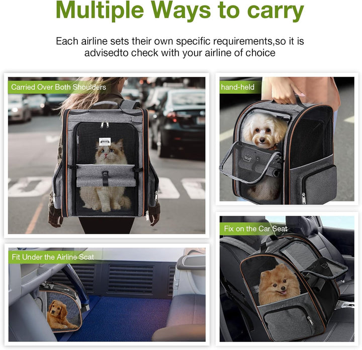 Lekespring Katzen Rucksack Hunderucksack für Grosse Katzen Hunde bis 12kg, Erweiterbar Faltbare Haus