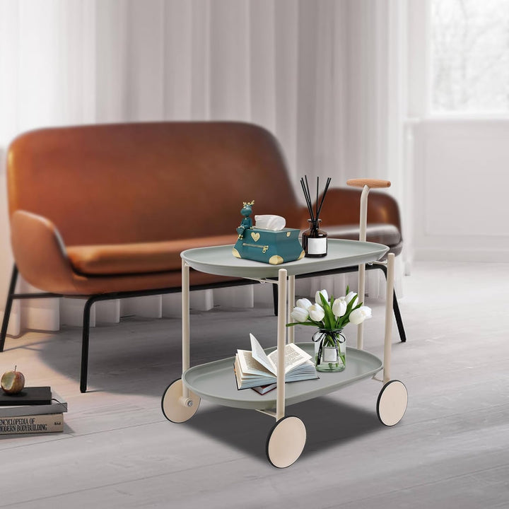 Outdoor Servierwagen mit Griff 2 Etagen Küchenwagen mit Rollen Rollwagen für Pool, Party, Garten Küc