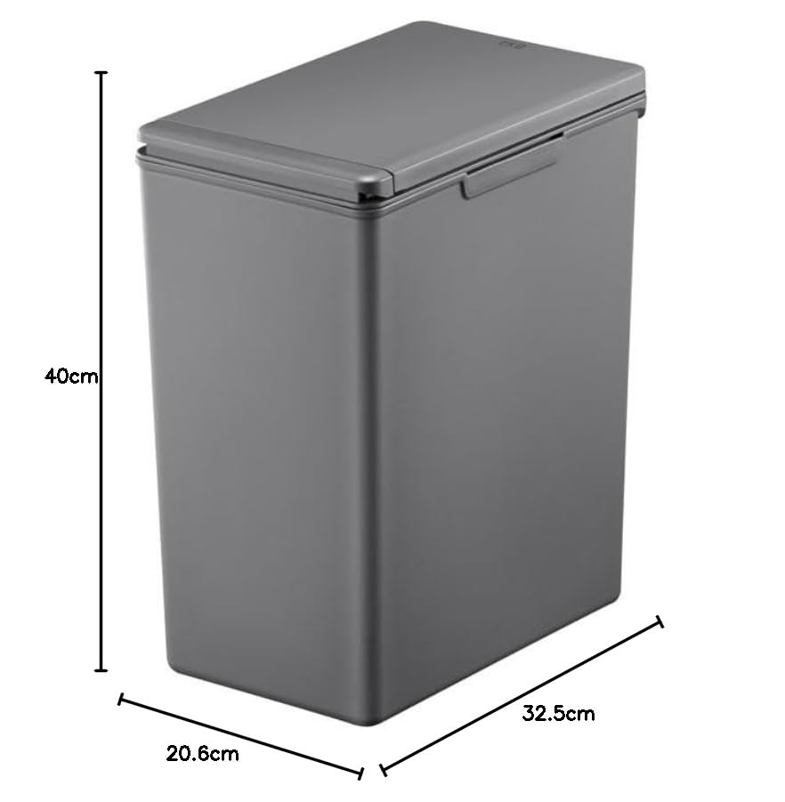 PROREGAL Moderner quadratischer Abfalleimer mit Touch-Bar-Deckel | 20 Liter, HxBxT 40x20,6x32,5cm |