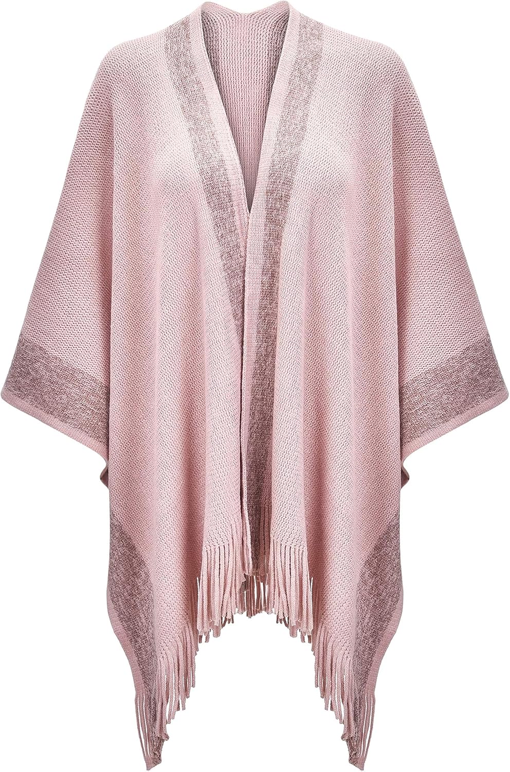 ZLYC Damen Weiche Schlichte Poncho Capes Retro Cardigans Pullover Rose, Rose