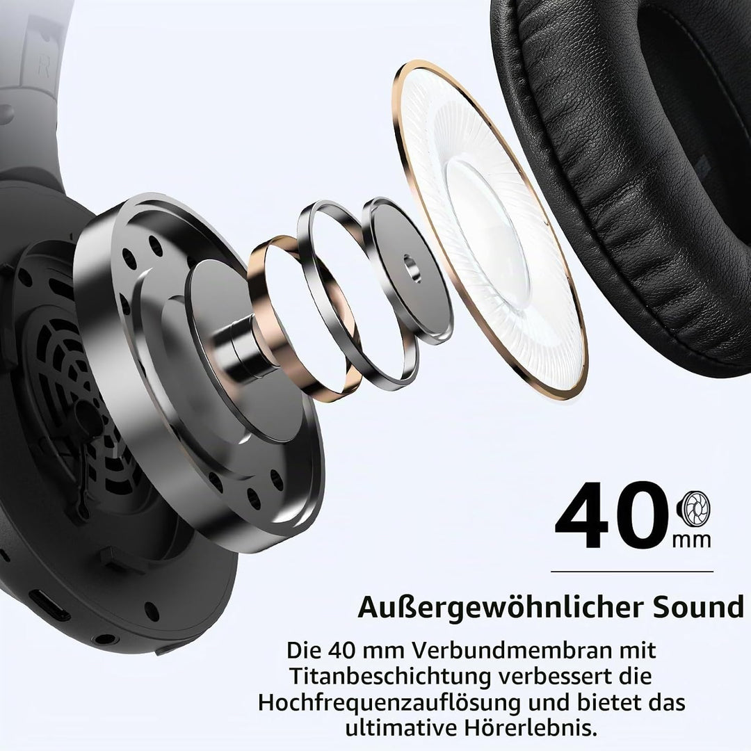 TOZO HA1 Over Ear Kopfhörer, Kopfhörer Kabellos Bluetooth 5.4, ENC Noise Cancelling Kopfhörer mit 70