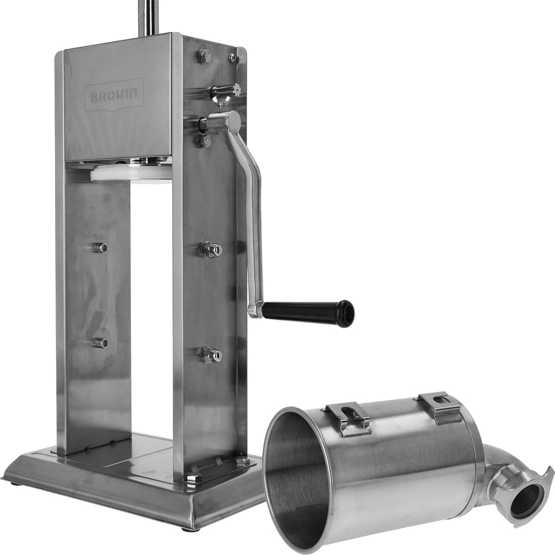 BROWIN® Manuell Wurstfüller aus Edelstahl 311036 | 3 Liter vertikale Wurstmaschine mit Tischklemme |
