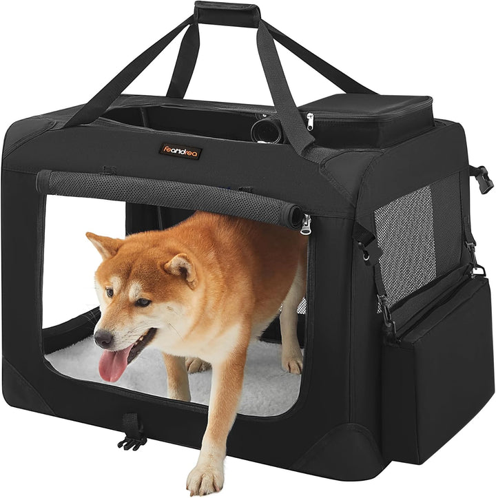 Feandrea Hundebox faltbar, Transportbox Hund, L, Hundetasche, Oxford-Gewebe, Netzstoff, atmungsaktiv