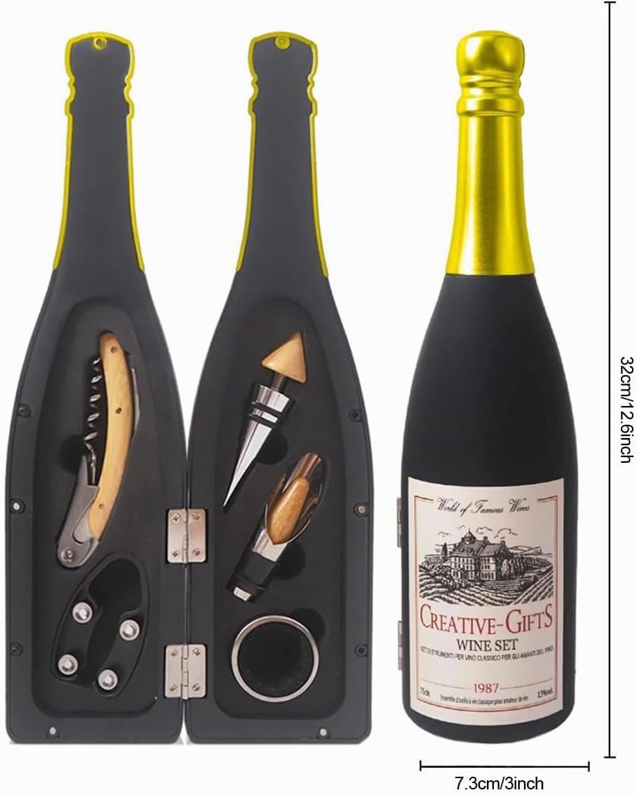 ZBPASL Weinflasche Geformt Korkenzieher Set,Weinöffner,Wein Sommelier Sets mit Flaschenöffner,Weinve