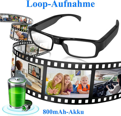 LXMIMI Kamera Brille, Brille Mini Kamera 1080P Sport Brille Kamera, Mini Action Kamera Unterstützung