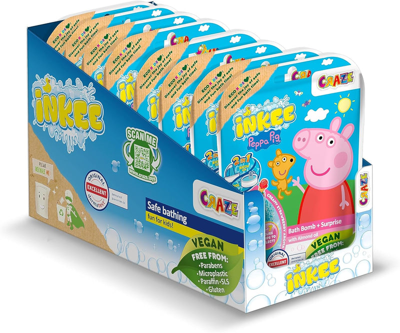 INKEE SURPRISE - 8er Set Peppa Pig Badekugeln Kinder mit Überraschung, Peppa Wutz Spielzeug für die