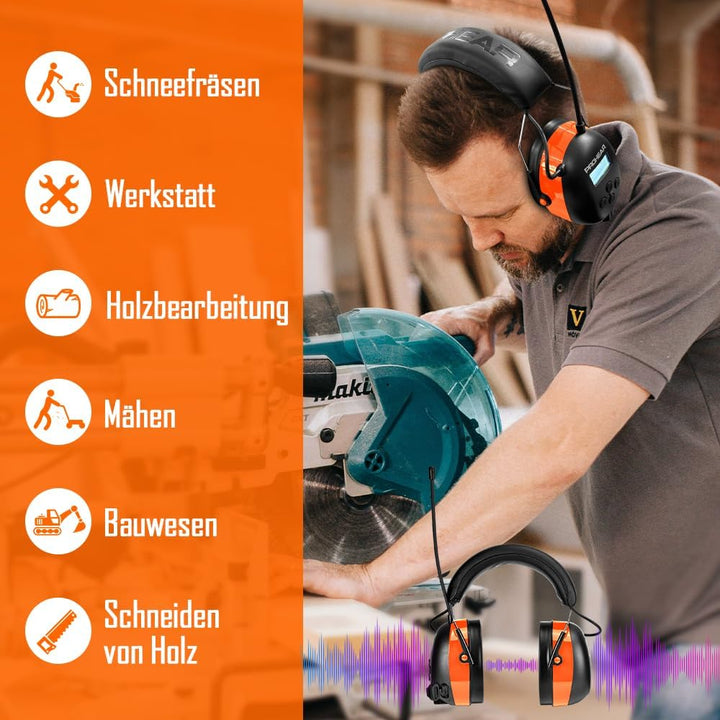 PROHEAR 033A (Upgraded) Gehörschutz mit Radio DAB +/Bluetooth/FM, Kopfhörer mit Radio mit Eingebaute