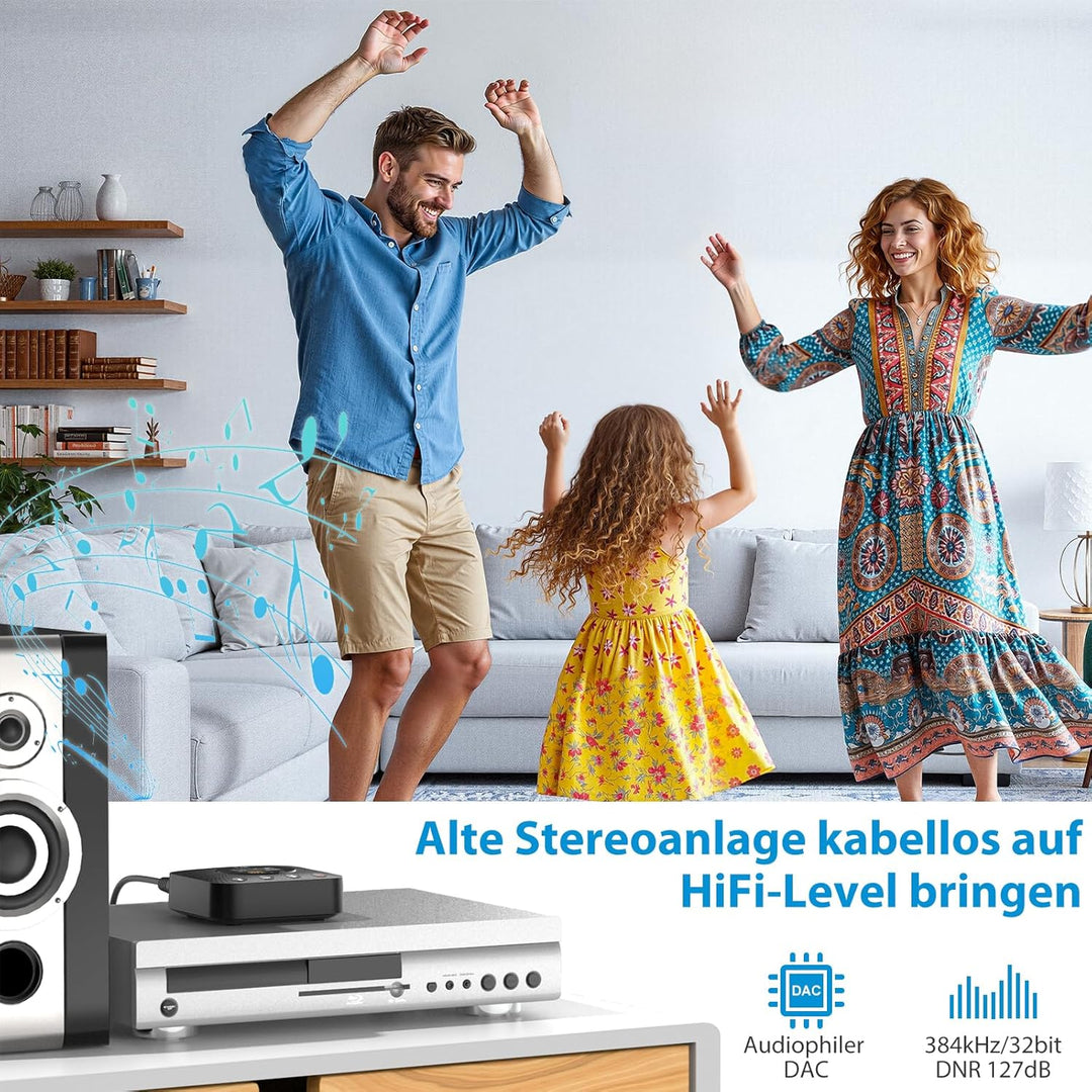 1Mii B06HD+ Hi-Res Bluetooth 5.1 Musik Empfänger für Stereoanlage mit LDAC, HiFi Bluetooth Adapter m