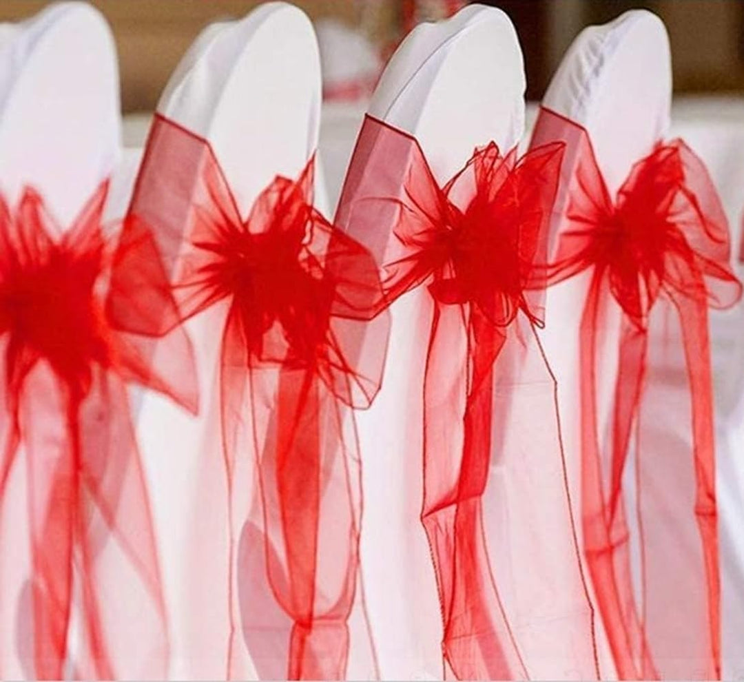 CNFQ Stuhlschleifen, Organza, für Taufe, Party, Hochzeit, 50 Stück (Rot), Rot