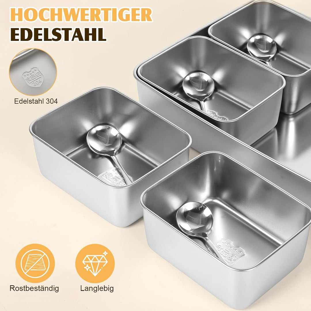 Zutatenbehälter 304 Edelstahl, Topping Station mit Deckel und Löffel, Pizza Zutatenbehälter, Masala