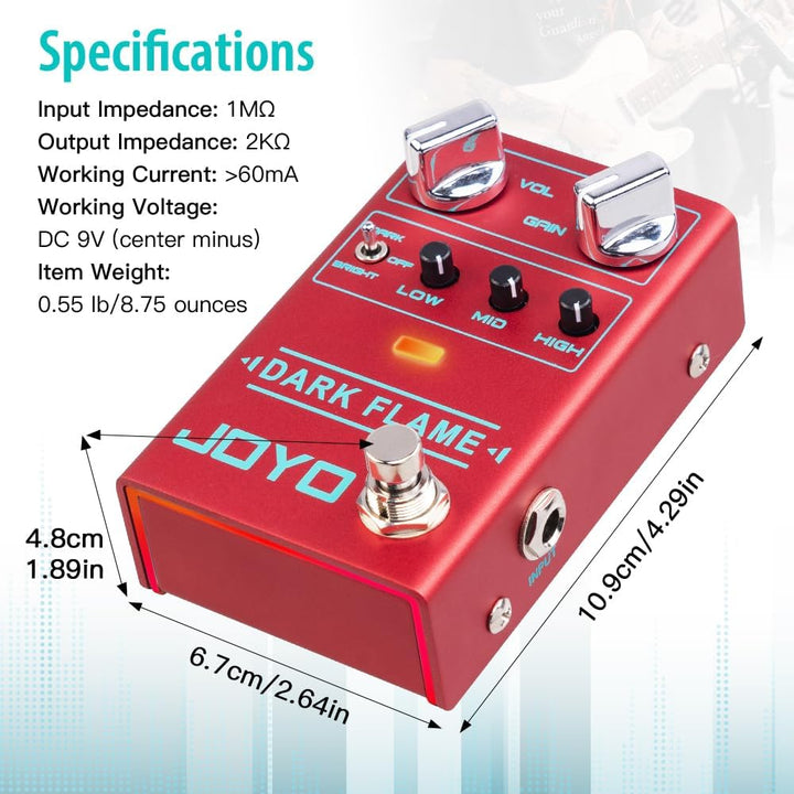 JOYO Modern Metal High Gain Distortion Gitarreneffektpedal mit verschiedenen Klangstilen für E-Gitar