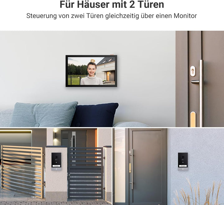 EZVIZ 2K Video Türklingel Kit mit Türsprechanlage*2 und 7" Farb-Touchscreen, KI Personenerkennung un