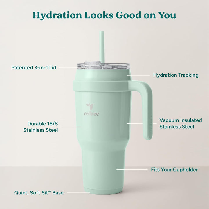 REDUCE Cold1 Becher mit Griff, vakuumisolierte Edelstahl-Wasserflasche für Zuhause, Büro oder Auto,