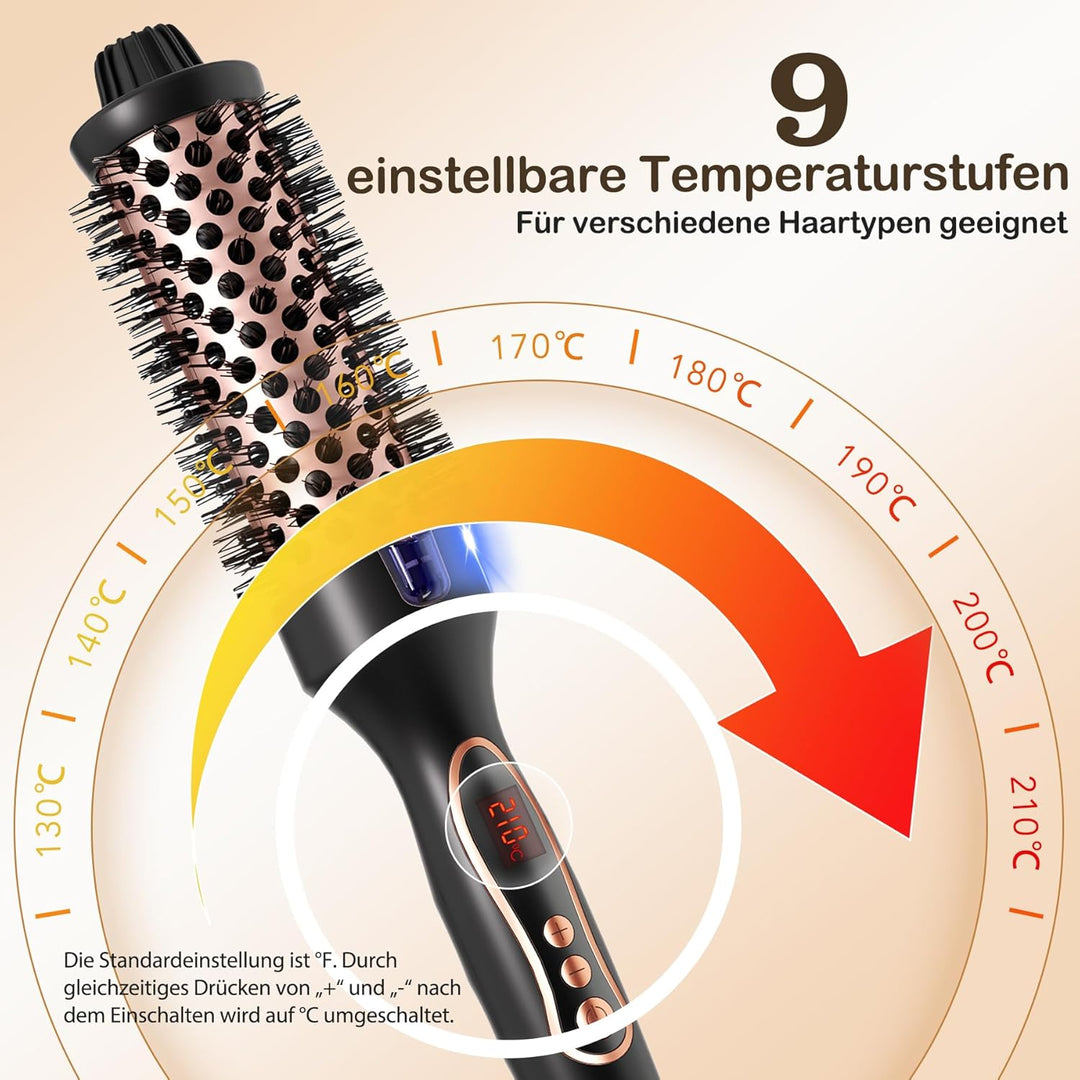 Thermobürste, Thermal Brush Ionische Lockenbürste Erhitzt zur Erzeugung Natürlicher Locken, Haarglät