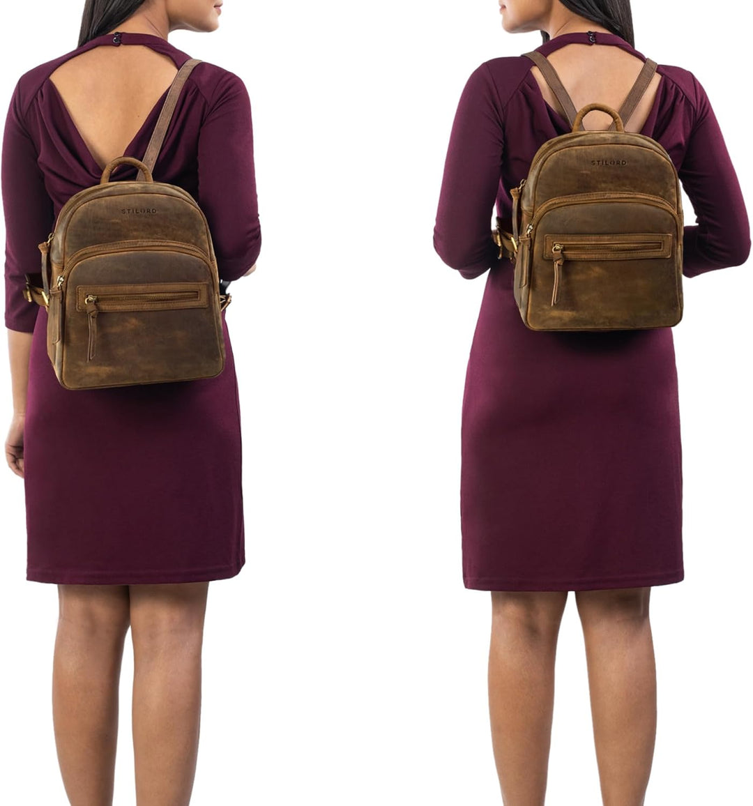 STILORD 'Alba' Kleiner Leder Rucksack Damen Vintage Daypack City Lederrucksack klein Handtasche Echt