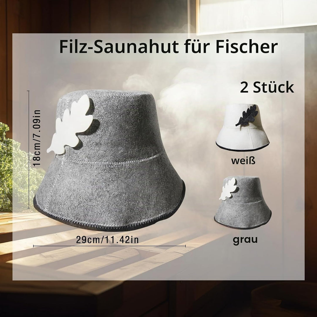 KHDULQ Saunahut,2 Filzhut für Damen und Herren Inkl Saunamütze aus Sauna Mütze Filzkappe Mütze Filzh