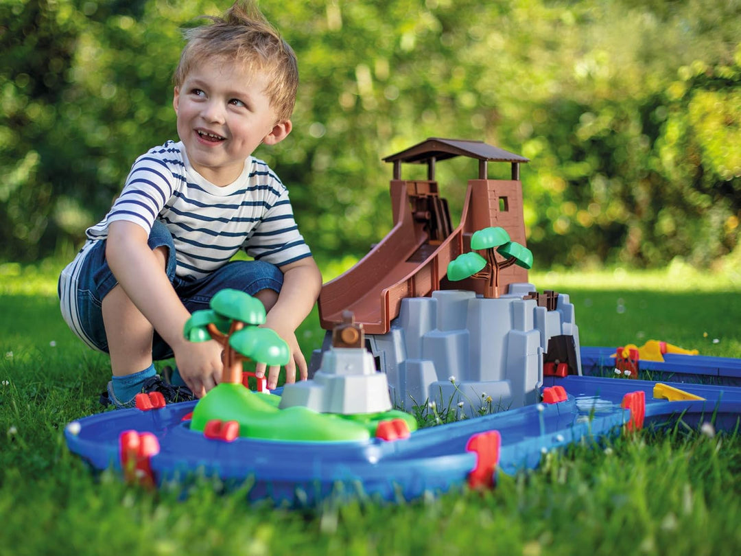 BIG Spielwarenfabrik 8700001647 AquaPlay - AdventureLand - Wasserbahn mit Berg, Turm und Stausee, Sp