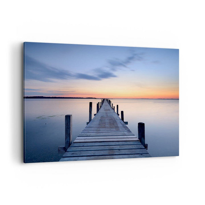 Bilder auf Leinwand 100x70cm Leinwandbild Sonnenuntergang See Wasser Brücke Gross Wanddeko Bild Schl