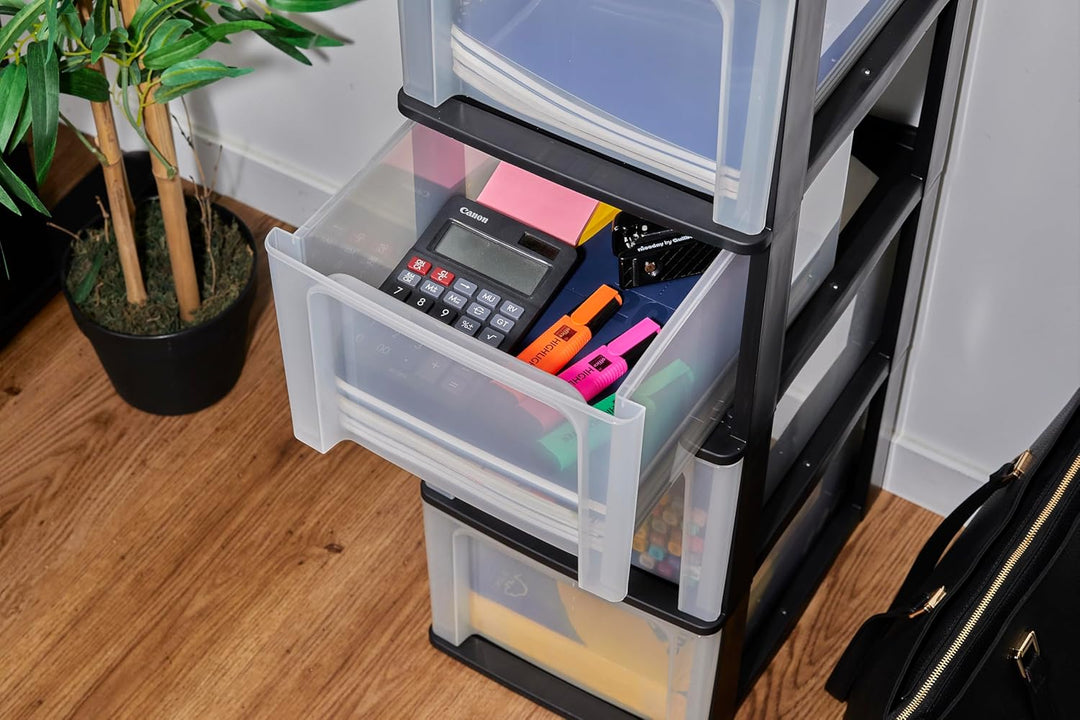 Iris Ohyama, Schubladenschrank, Schubladencontainer, 3 Schubladen mit 13 L, Format A4, durchsichtige
