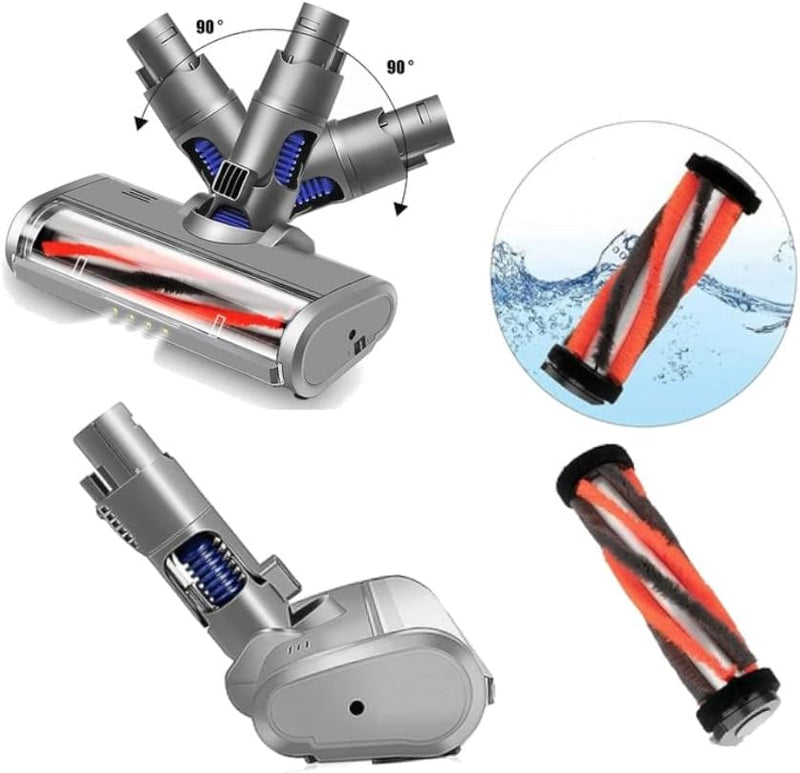 Trade-Shop LED Elektro Turbobürste/Bodendüse/Staubsaugerdüse/Softroller kompatibel mit Dyson V6 DC45