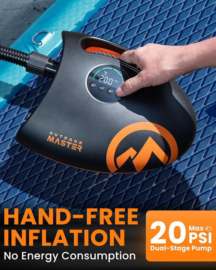OutdoorMaster Shark 2S 88,8Wh SUP Pumpe Elektrisch mit Akku für 6 SUPs Aufblasen und Entleeren, 20PS