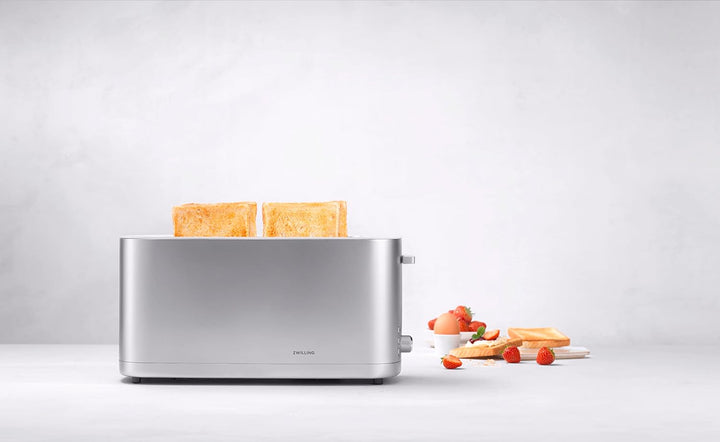 Toaster, 2 lange Slots | EU Enfinigy ohne Aufsatz Silber, ohne Aufsatz Silber