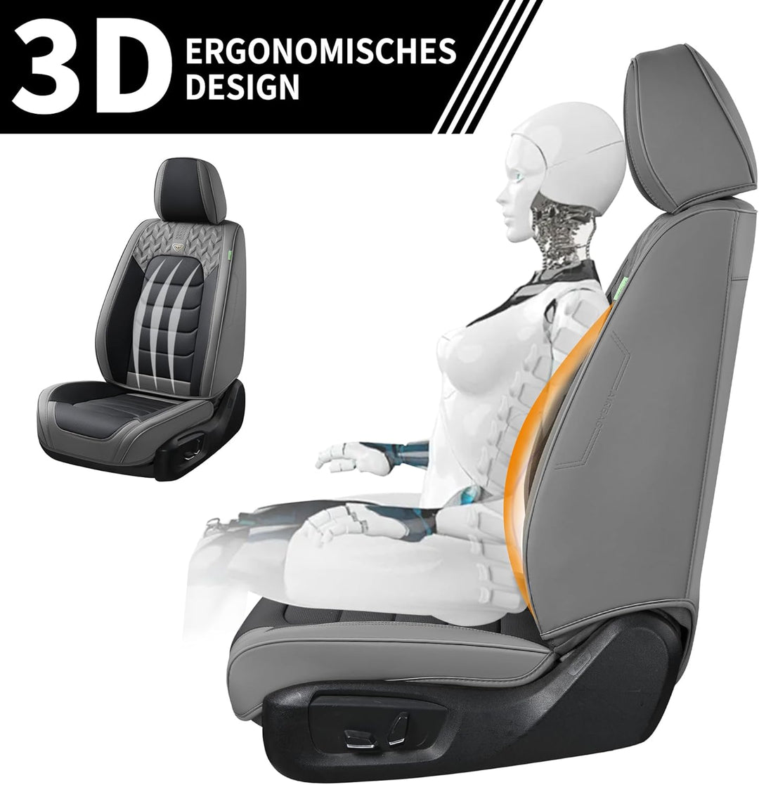 FLORICH Autositzbezüge Komplettset 5 Stück Vorder und Rücksitzbezüge PU-Leder Universel Auto Wasserd