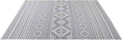 carpet city Outdoor Teppich Terrasse Wetterfest - 160x230 cm - Balkonteppich Anthrazit - Ethno Look