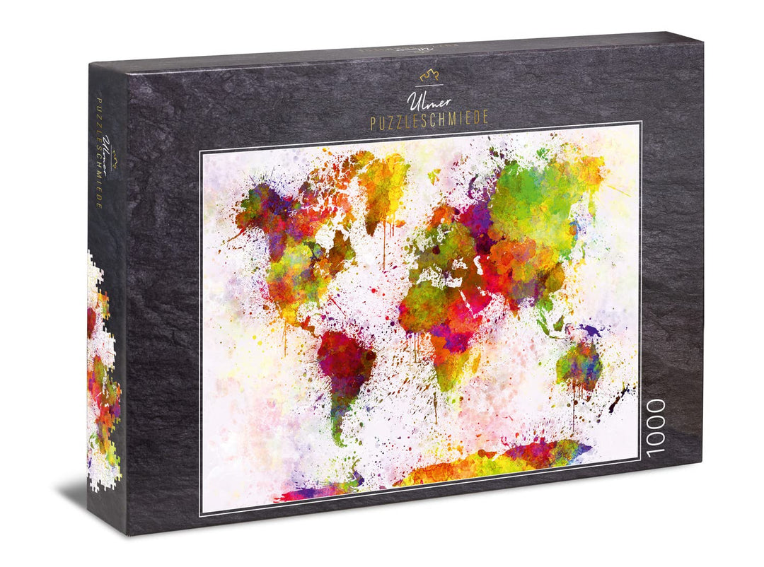 Ulmer Puzzleschmiede - Puzzle „Bunte Welt“ - Klassisches 1000 Teile Puzzle – Modernes Puzzlemotiv mi