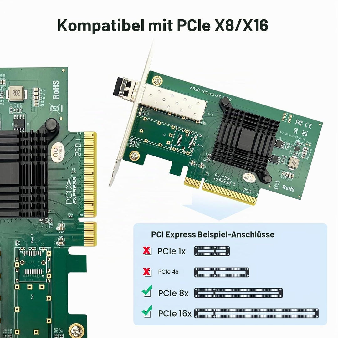 10Gtek 10Gb SFP+ NIC Network Card, Single SFP+ Port, 82599EN Controller, Compare to X520-DA1(E10G42B