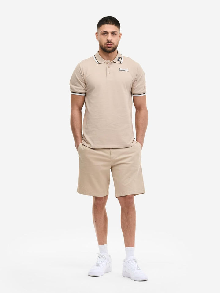 Lonsdale Herren Poloshirt schmale Passform Lion Sand/Black/White S, Sand/Black/White S