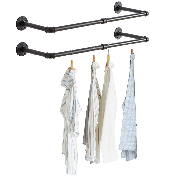 IBUYKE 94cm Kleiderstange Wandmontage 2er Set, Metall Industrial Garderobenstange Wandmontage mit 50