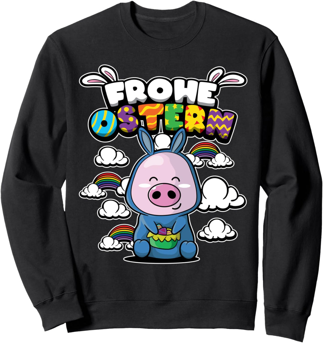 Frohe Ostern - Ostertiere - Süsses getarntes Schweinchen Sweatshirt