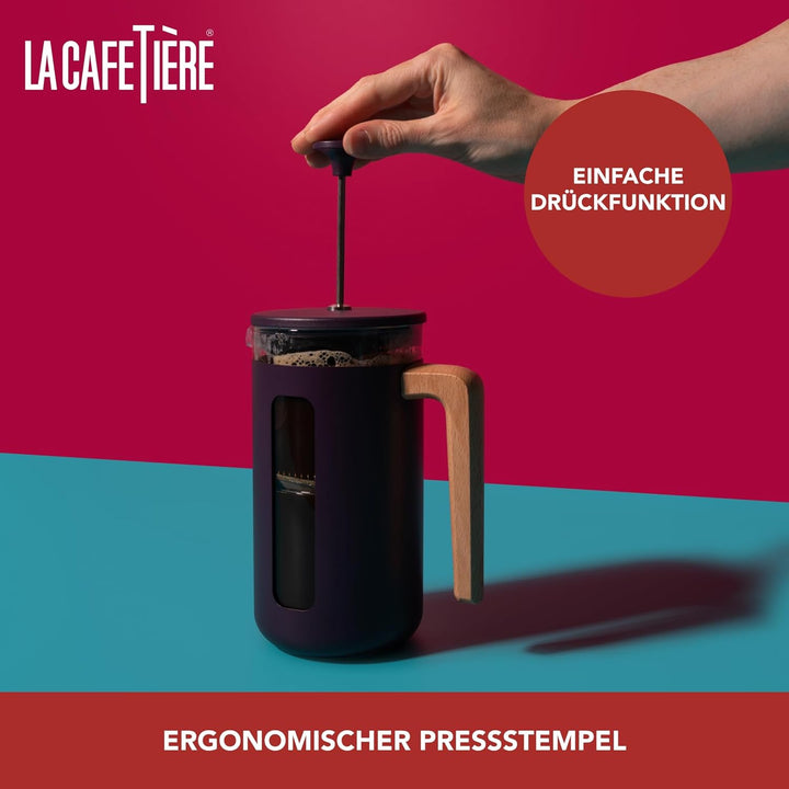 La Cafetière Pisa Kaffeebereiter für 8 Tassen, violett, langlebiger Edelstahl-Kolben, hitzebeständig