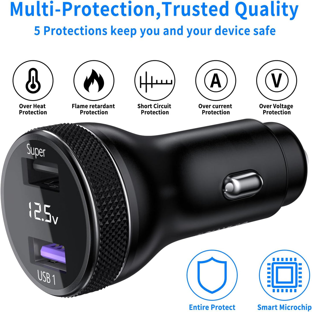 67W Zigarettenanzünder USB Ladegerät mit USB C Kabel 1M für Mi Turbo Charge Auto Schnellladegerät Tu