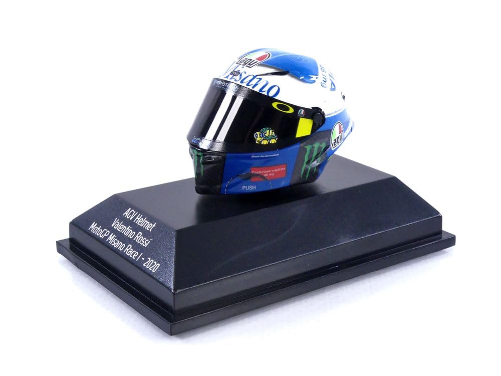 Minichamps 399200076-1:8 AGV Helmet-Valentino Rossi-Moto GP Misano Race 1 2020 Collectible Miniatura