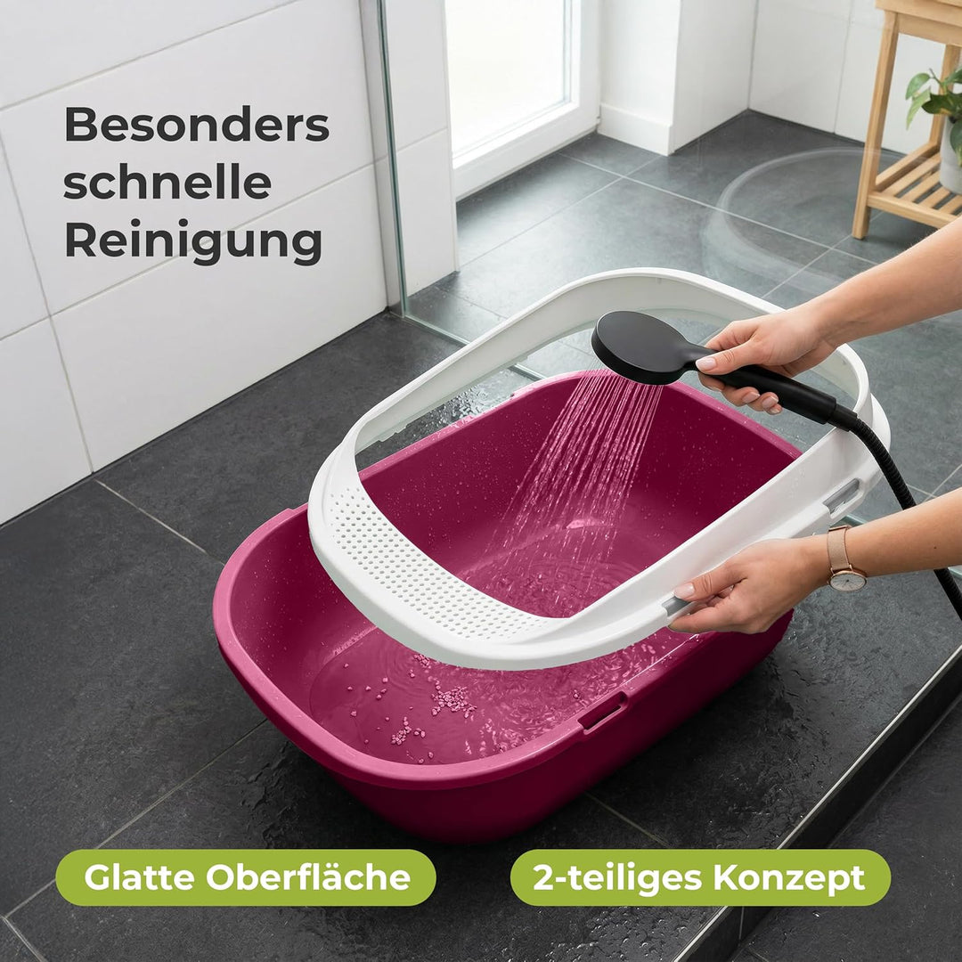 XXL Jumbo Katzentoilette Schale 65 cm pink inkl. Schaufel, pink