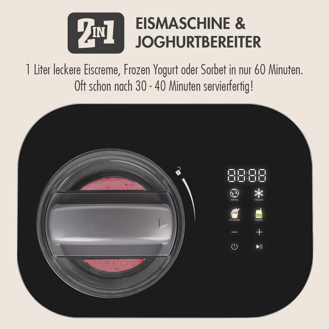 GASTROBACK Mini Eismaschine mit Kompressor 2-in-1 Eis und Joghurtmaschine für Zuhause 100 Watt Eiscr
