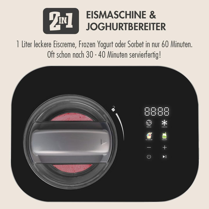 GASTROBACK Mini Eismaschine mit Kompressor 2-in-1 Eis und Joghurtmaschine für Zuhause 100 Watt Eiscr