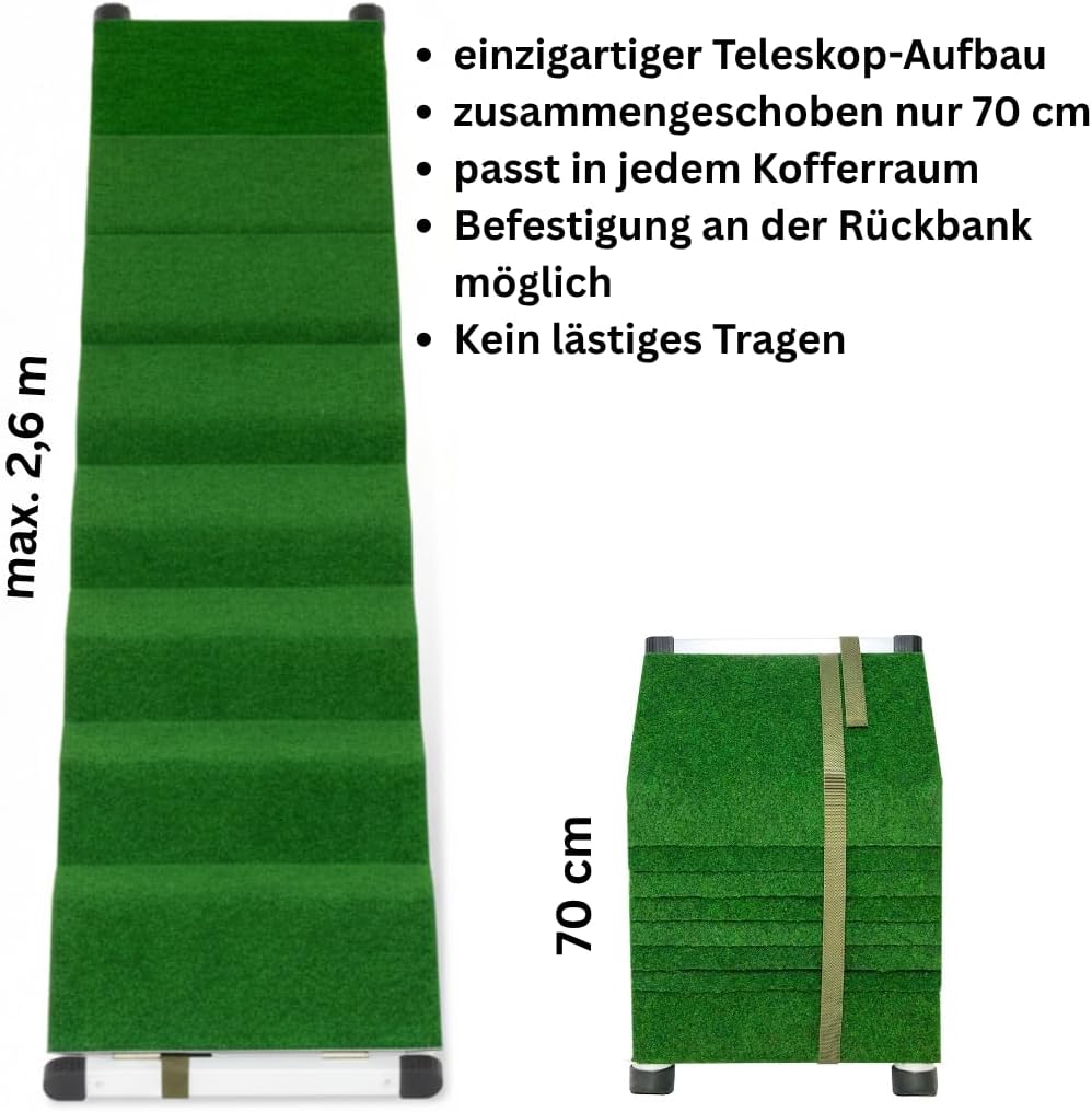Extra Lange Hunderampe – 2,6 m Teleskop-Rampe aus Aluminium – Gelenkschonender Einstieg für grosse H
