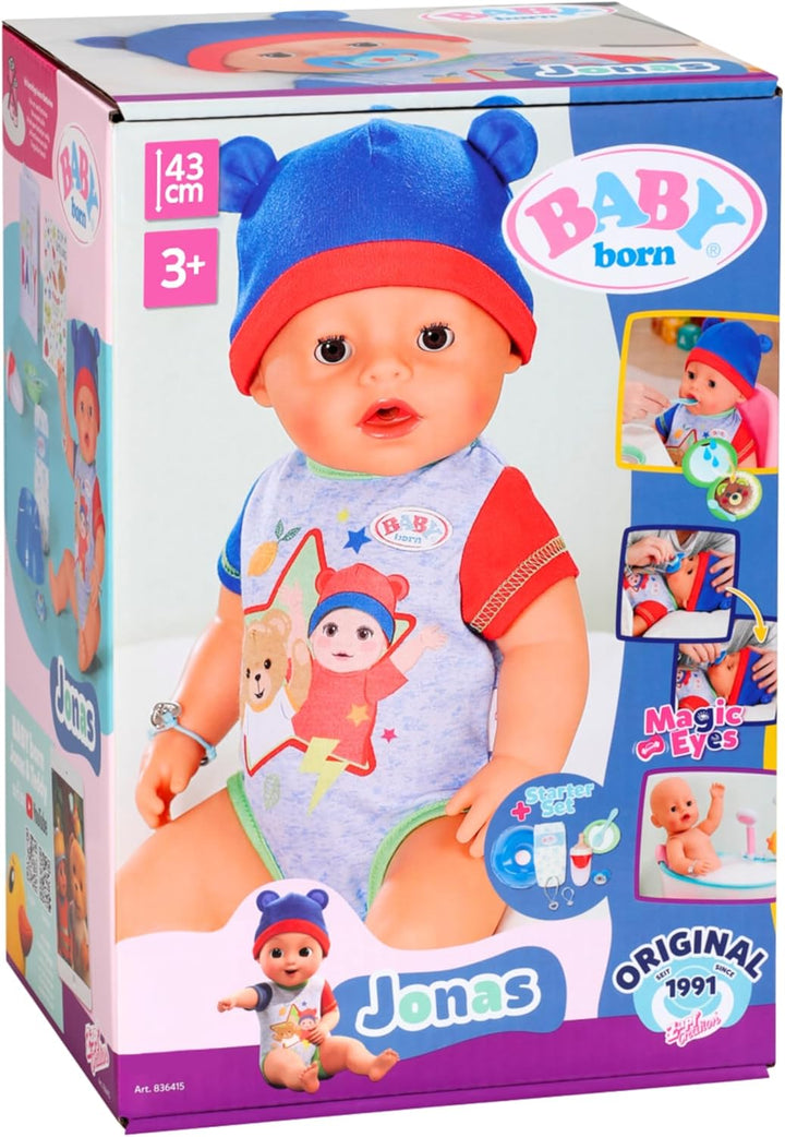 BABY born 836415 Jonas 43cm, Babypuppe mit 10 Funktionen und Accessoires, für Kinder ab 3 Jahren, fu