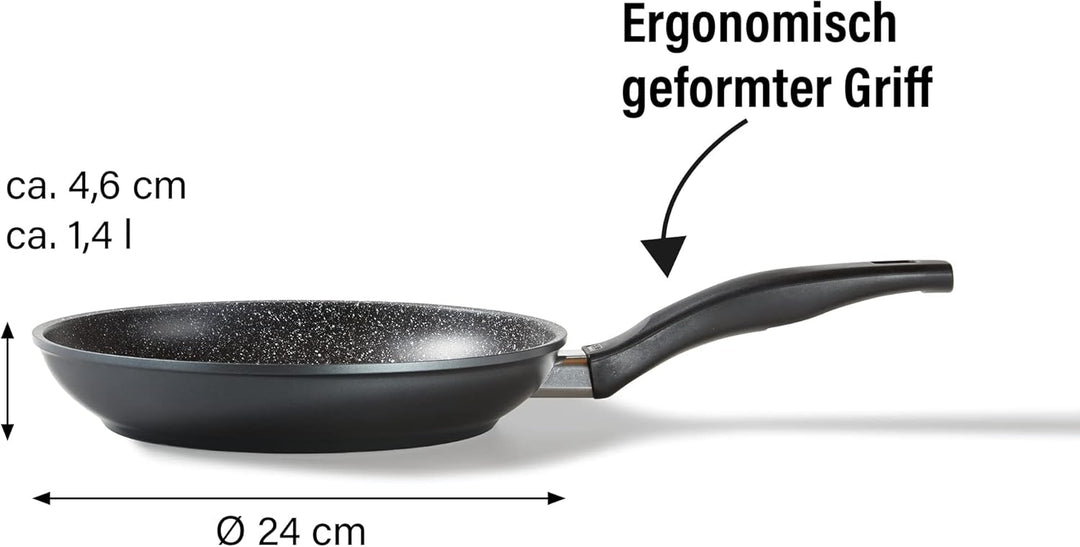 STONELINE Made in Germany Bratpfanne 24cm, antihaft beschichtete Pfanne mit echten Steinpartikeln, a