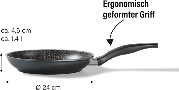 STONELINE Made in Germany Bratpfanne 24cm, antihaft beschichtete Pfanne mit echten Steinpartikeln, a