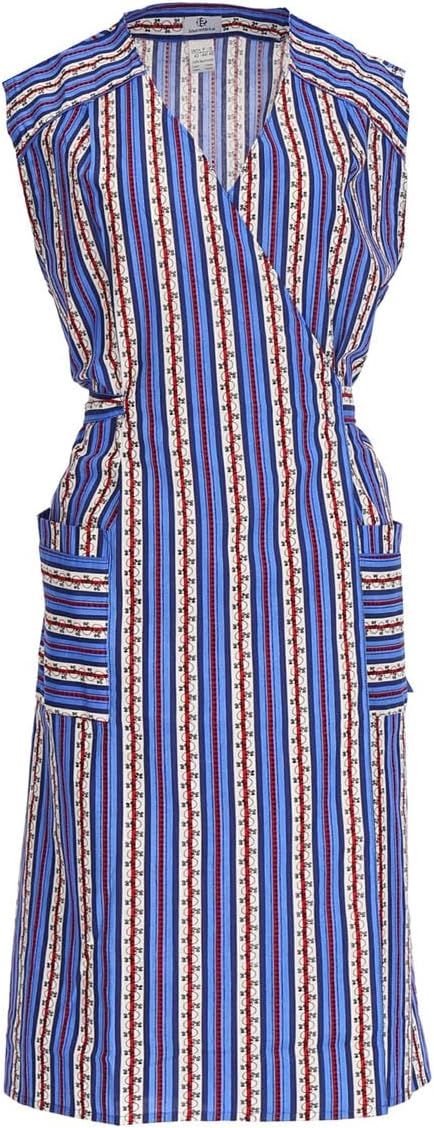 Wickelkleid Kittel Schürze Wickelkittel Hauskleid Wickelschürze Baumwolle, Farbe:blau, Grösse:54 54